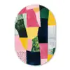 Abstract - Roze - Lappen - Vormen - Geel Wandcirkel Ovaal Forex klein -3d