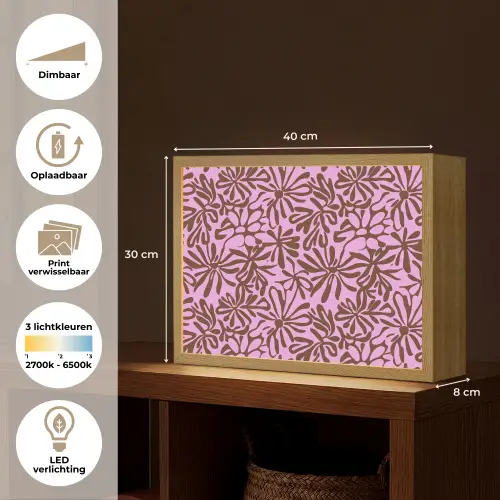 Organisch - Patroon - Roze Light Box met batterij (Wandlamp) middel 907 -USP_websiteoverzichtNL