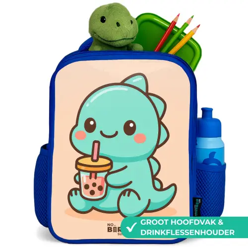 Kawai - Dino - Bubbletea Kinderrugzak - Blauw middel -inhoud_NL