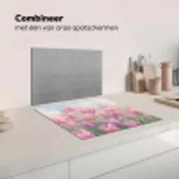 Tulpen - Veld - Lente - Roze Inductie beschermer vinyl 3mm middel -wsfeer7_website