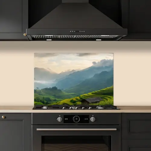 Rijstvelden - Bergen - Groen - Natuur keuken achterwand spatscherm klein -sfeer1