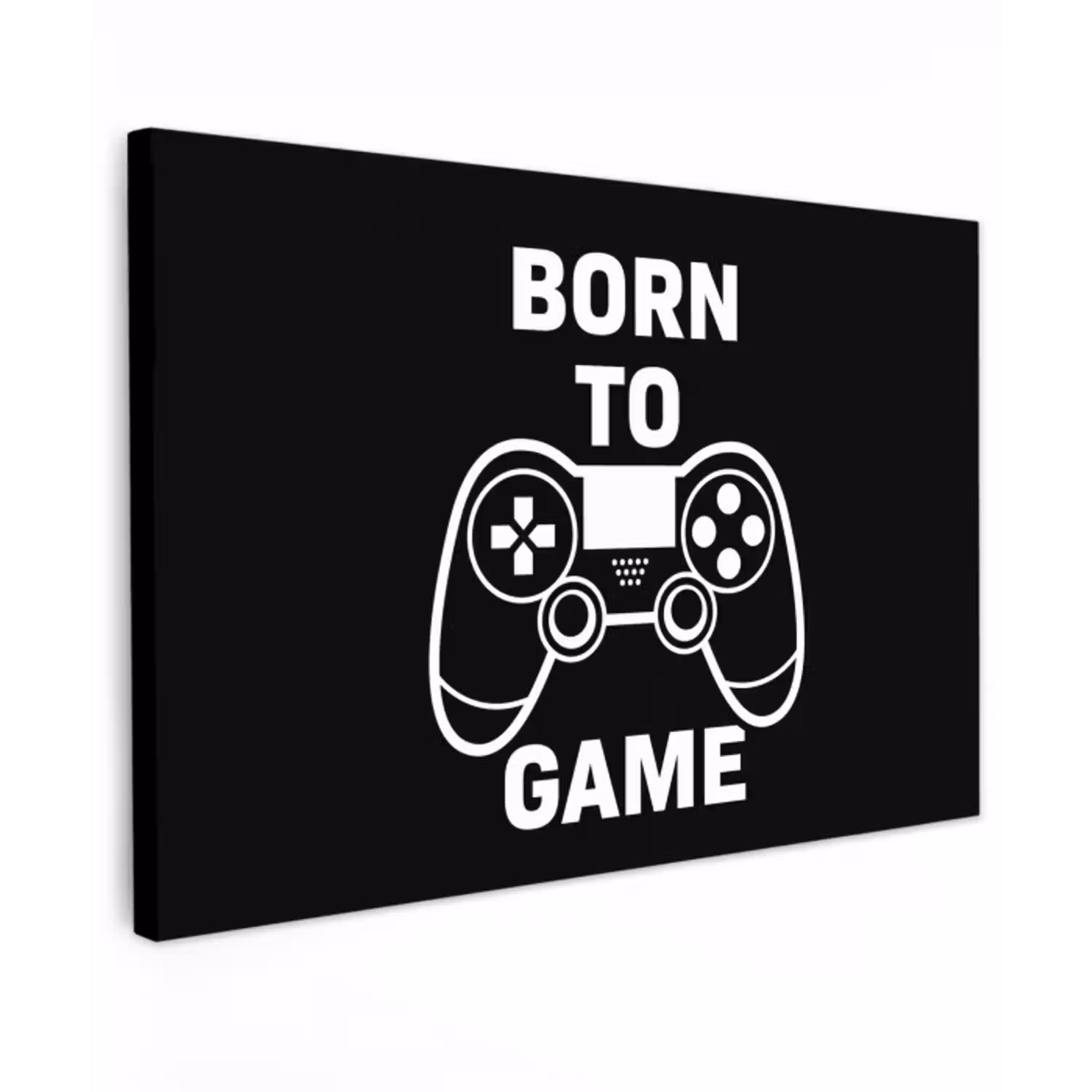 Gamen - Quotes - Controller - Born to game - Zwart - Wit canvas 2cm klein -z3d