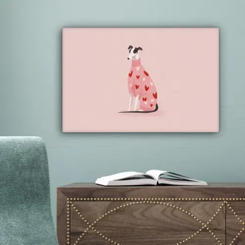 Hond - Hartjes - Roze canvas 2cm klein -sfeer4