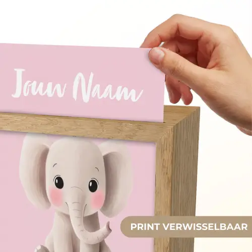 Olifant - Baby - Roze - Cartoon Light Box met kabel (Kinderlampje) klein -USP_websiteprintNL