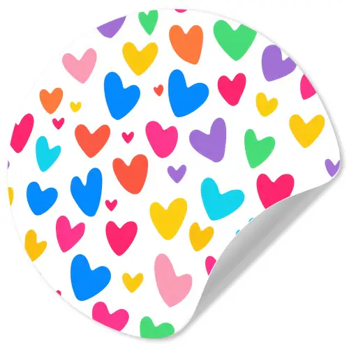 Hartjes - Kleurrijk - Patroon - Levendig Wandcirkel behangsticker klein -3d