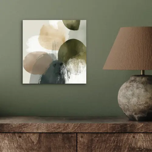 Minimalistisch - Cirkels - Penseelstreken - Beige aluminium wit klein -sfeer2