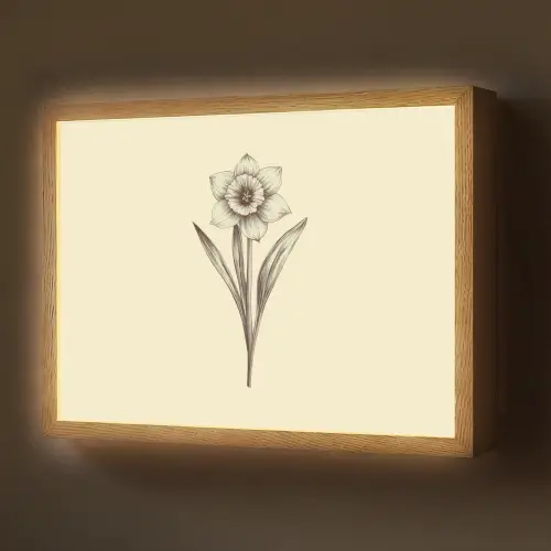 Zwart - Narcis - Illustratie Light Box met batterij (Wandlamp) middel -z3d_website