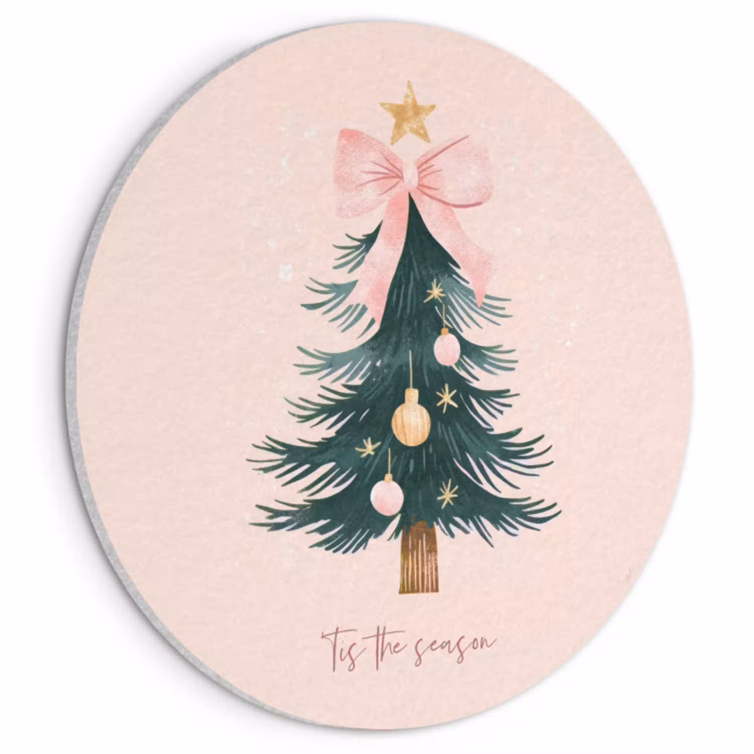 Christmas Season - Kerst - Kerstboom - Roze Akoestische PET Vilt - Rond klein -3d