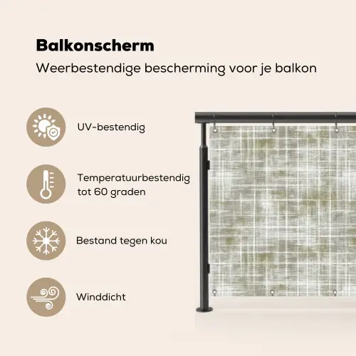Linnen - Patroon - Groen Balkonbeschermer Duitsland klein 596 -specs_NL