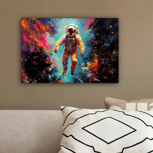 Astronaut - Graffiti - Ruimte - Neon canvas 2cm klein -sfeer3