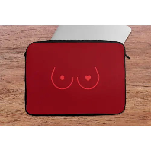Minimalistisch - Lijnillustratie - Rood laptophoes neopreen klein -tafel