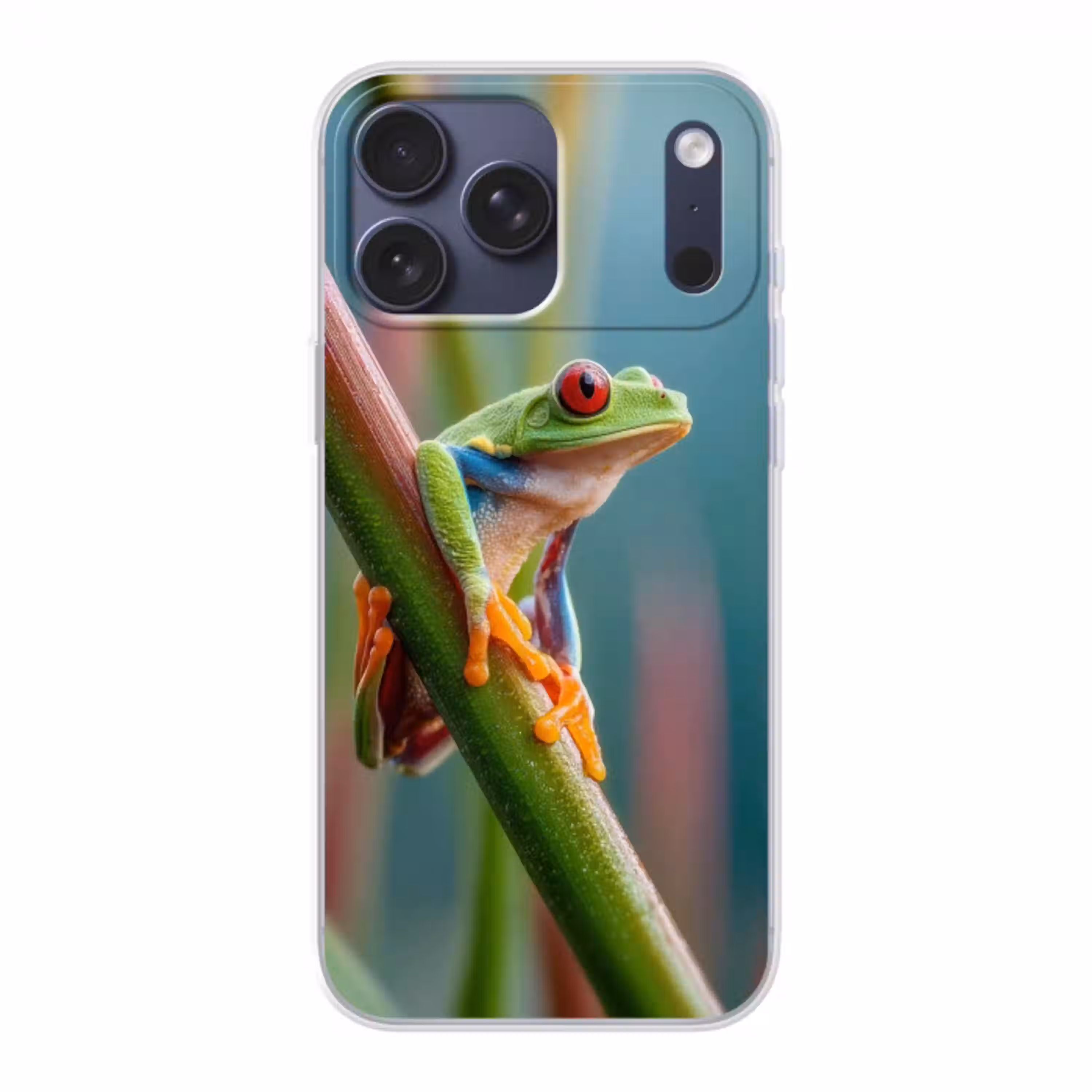 Kleurrijke kikker - Groene stengel - Alert Telefoonhoesje iPhone 17 Pro Max klein -3d