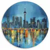 Skyline Toronto - Water - Stadslichten - Toren Wandcirkel kunststof plaat 5mm dik klein -3d