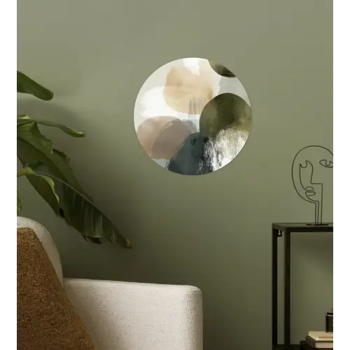 Minimalistisch - Cirkels - Penseelstreken - Beige Wandcirkel behangsticker klein -sfeer2