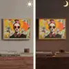 Vrouw - Bril - Strik - Retro Light Box met batterij (Wandlamp) middel -sfeer3