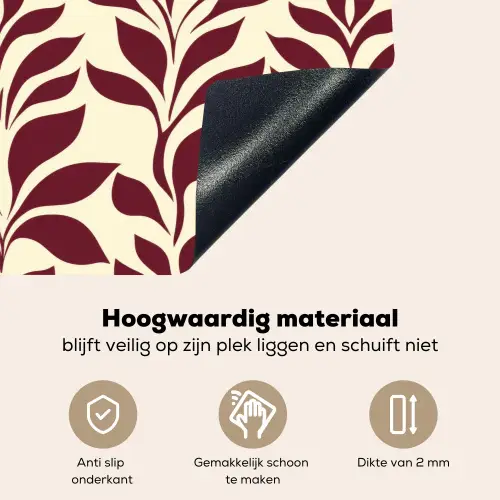 Abstract - Bladeren - Burgundy Inductie beschemer met haakjes klein 777 -ky-onderkant-nl