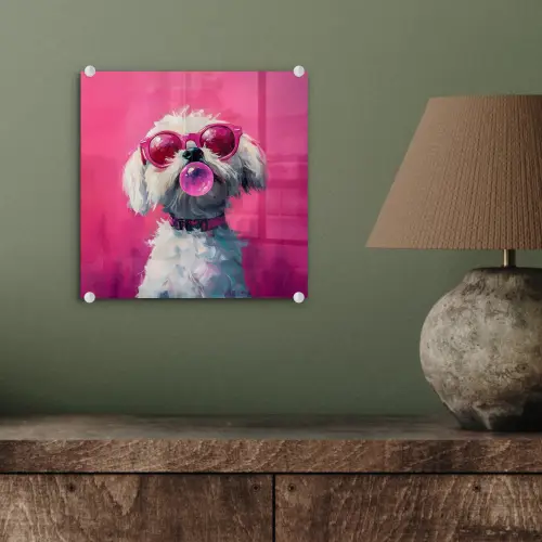 Pink - Hond - Bubbel plexiglas 5mm klein -sfeer3