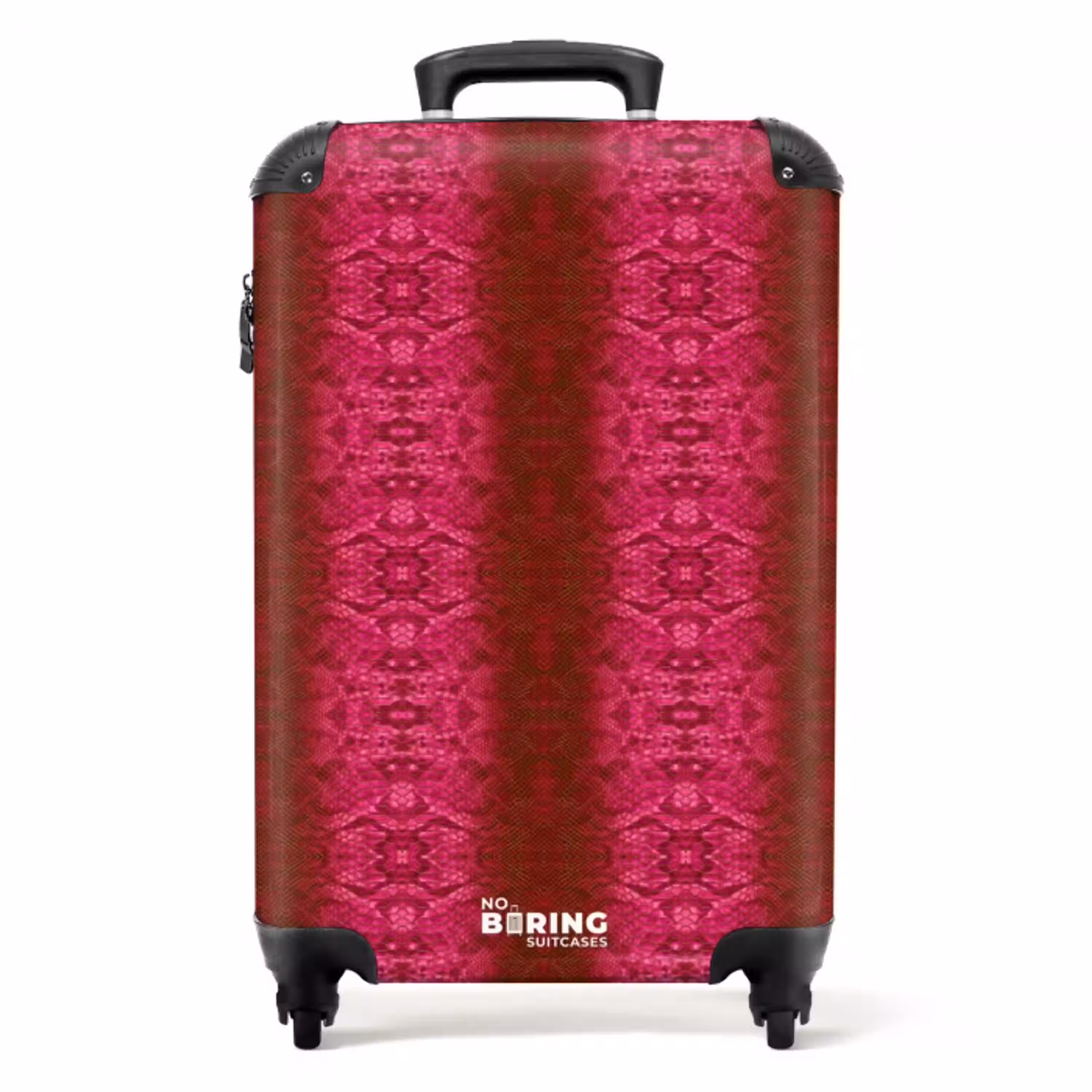 Felroze slangenhuid met symmetrische schubstructuur NBS - Handbagage koffer - Volwassenen Unisex middel -productfoto_recht
