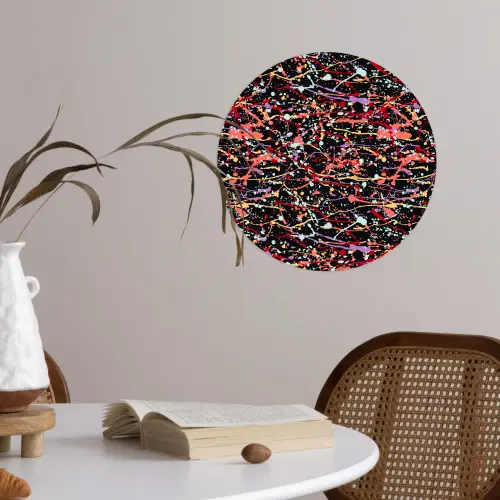 Spat - Abstract - Waterverf - Zacht Wandcirkel behangsticker klein 186 -sfeer3