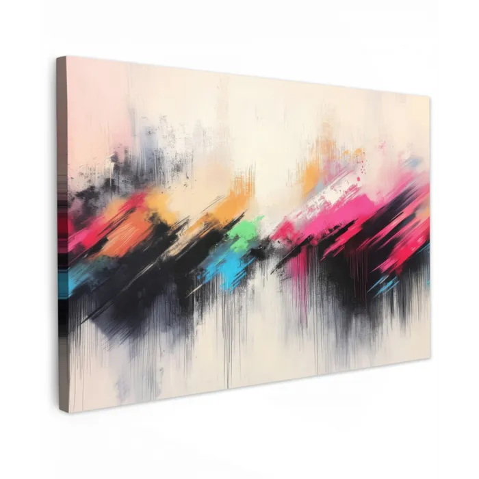 Dynamisch - Abstract - Kleurrijk - Zwart canvas 2cm klein -z3d