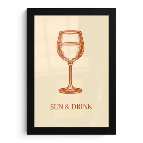 Wijn - Zomer - Quote - Oranje fotolijst zwart zonder passe partout klein -3d