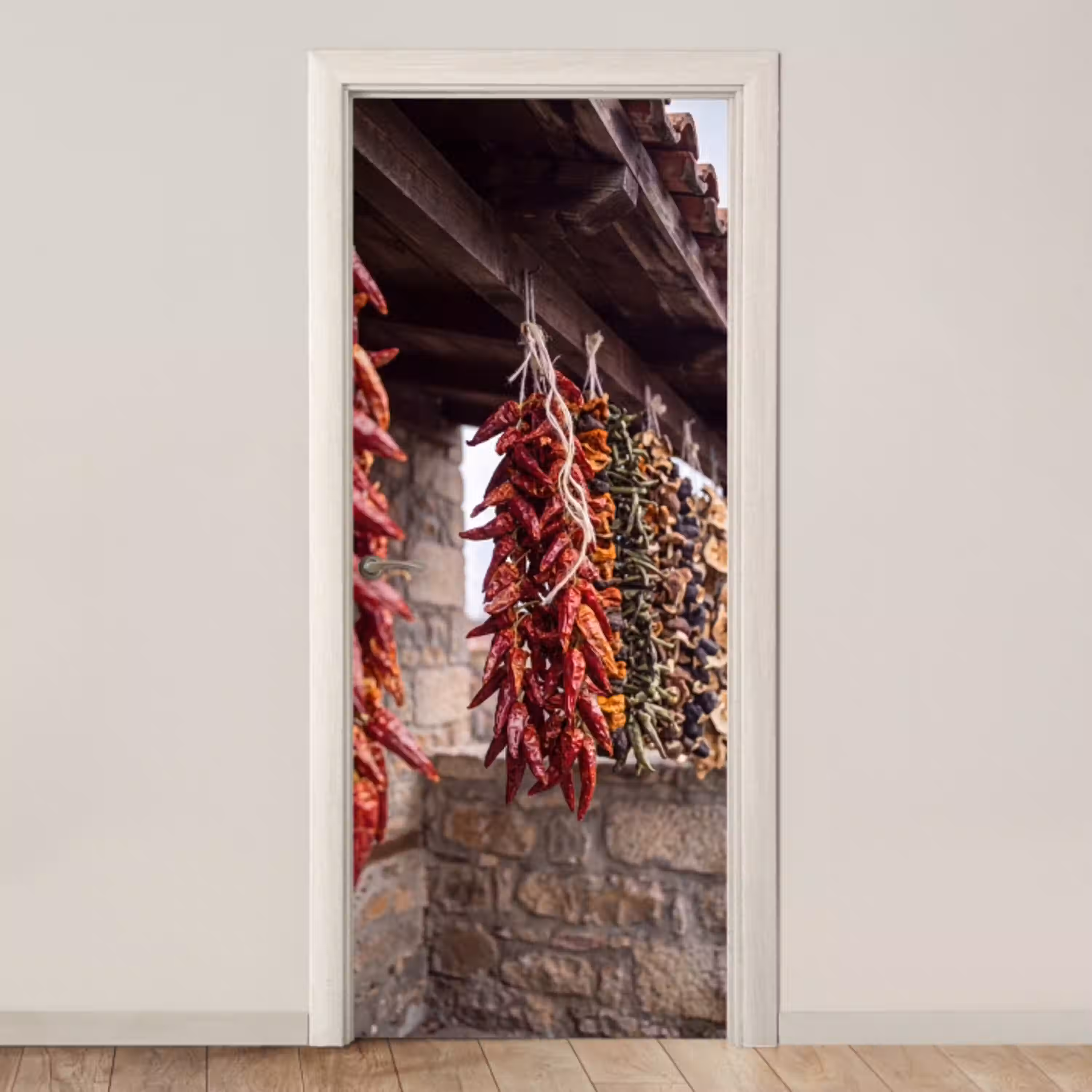 Rode pepers - Eten deurposter klein -3d_beige