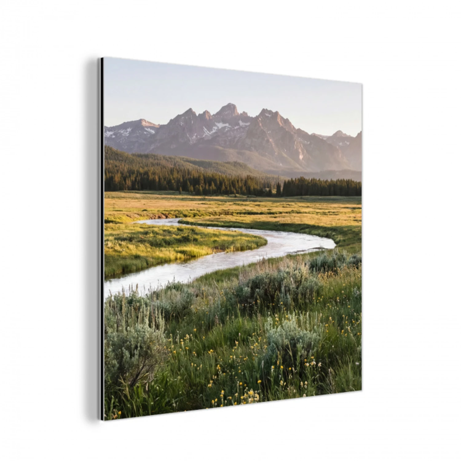 Berglandschap - Rivier - Bos aluminium wit klein -3d