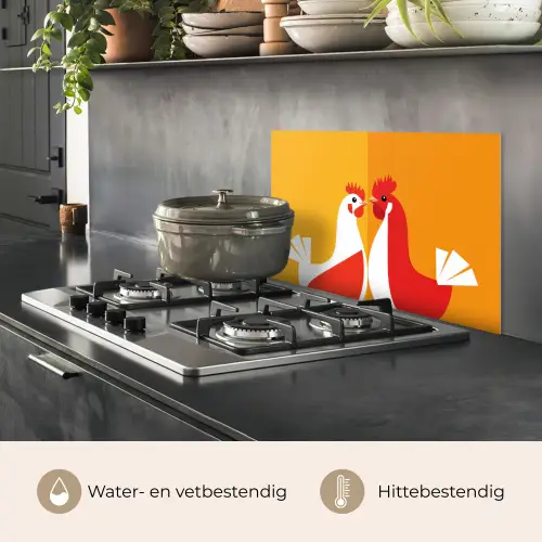 Kippen - Oranje - Vlakken keuken achterwand spatscherm klein -usp_NL