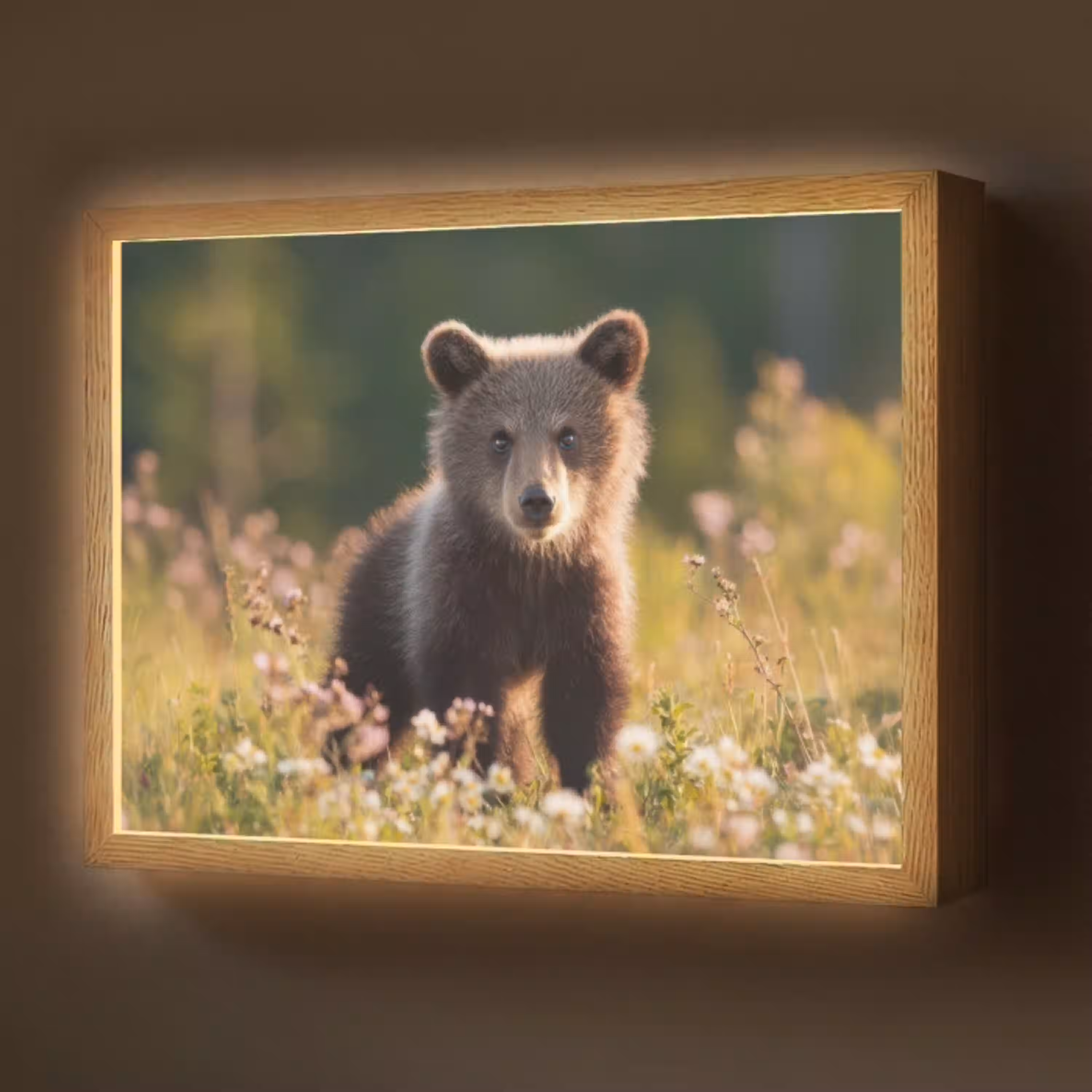 Beer - Bloemenveld - Gras Light Box met batterij (Wandlamp) middel -z3d_website