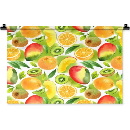 Kiwi - Sinasappel - Mango - Perzik Wandkleed katoen klein 269 -zz3d