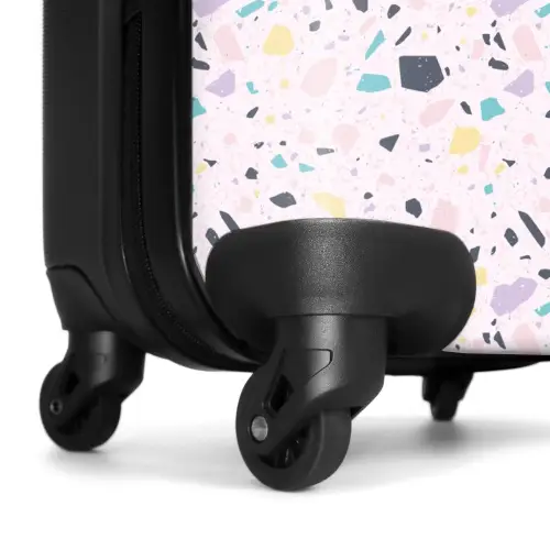 Terrazzo patroon roze confetti NBS - Handbagage koffer - Kinderen Unisex middel -wiel