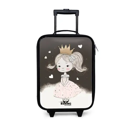 Verlegen prinses met bloem Kinderkoffer - Zwart klein -3d