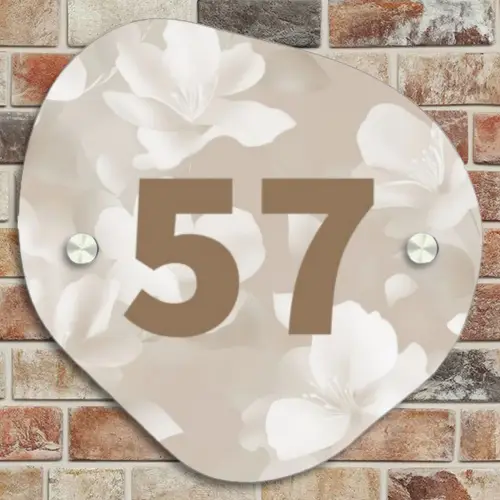 Beige bloemen - Traditioneel Naambord Organisch middel -sfeer10