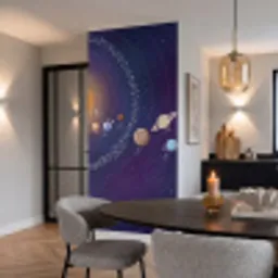 Planetenstelsel - Ruimte - Illustratie Behang Vinyl klein -sfeer3