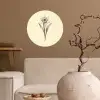 Zwart - Narcis - Illustratie Wandcirkel behangsticker klein -sfeer1