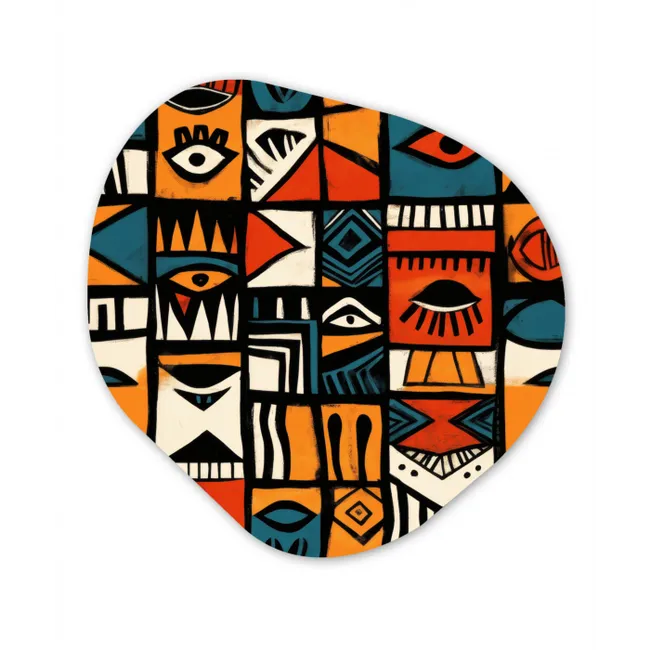 Abstract - Gezichten - Mozaïek Wandcirkel Organisch Forex 3mm klein -3d