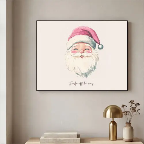 Kerstman - Kerst - Quote - Beige Textielframe zwart klein -sfeer2