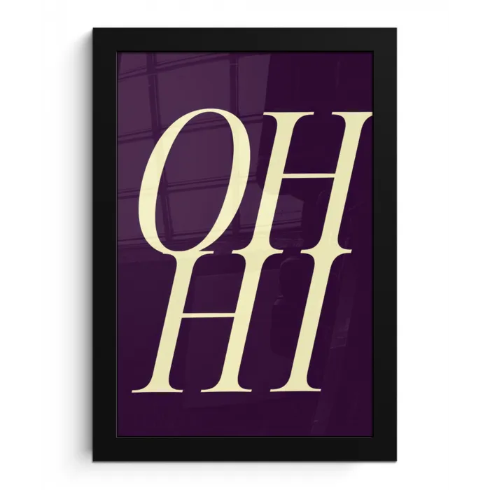 Oh hi - Paars - Minimalistisch fotolijst zwart zonder passe partout klein -3d