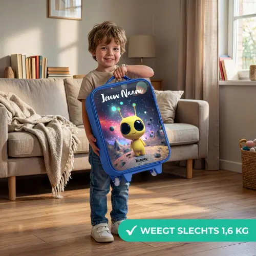 Vrolijk buitenaards wezentje Kinderkoffer - Blauw klein -sfeer2_NL