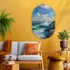Zee - Golven - Rotsen - Meeuwen Wandcirkel Ovaal Glas middel -sfeer4