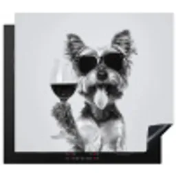 Hondje - Wijnglas - Zonnebril - Enthousiast Inductie beschermer vinyl 3mm middel -3d