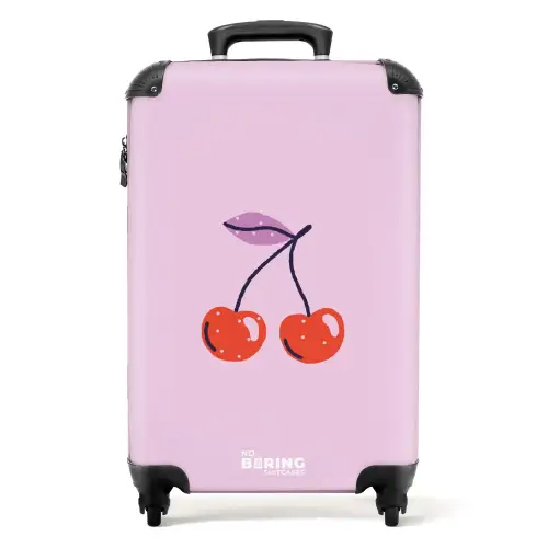 Patronen - Kers op lichtroze achtergrond NBS - Handbagage koffer - Kinderen Unisex middel -productfoto_recht