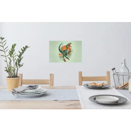 Dino - Bladeren - Grafisch - Groen Muursticker klein -eettafel
