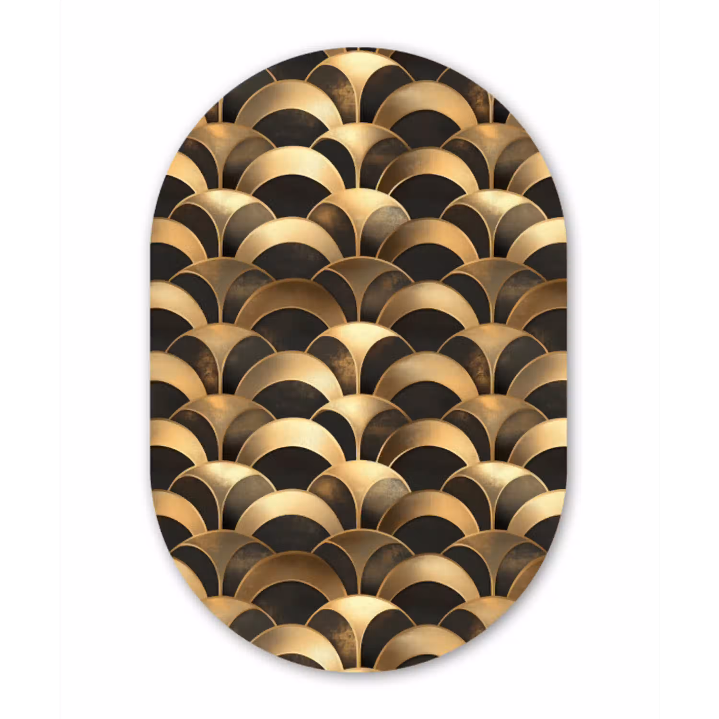 Schubben - Structuur - Goud Wandcirkel Ovaal Aluminium middel 839 -3d