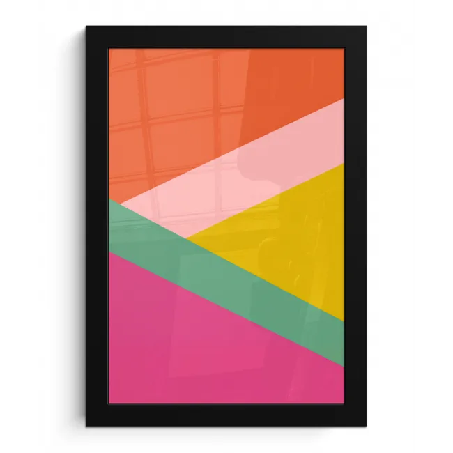 Driehoeken - Kleurrijk - Abstract fotolijst zwart zonder passe partout klein -3d