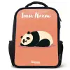 Panda - Slapen - Oranje Rugzak - Zwart middel -3d