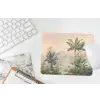 Tropisch landschap - palmbomen - Bloemen - Roze lucht muismat rubber klein -witbureau