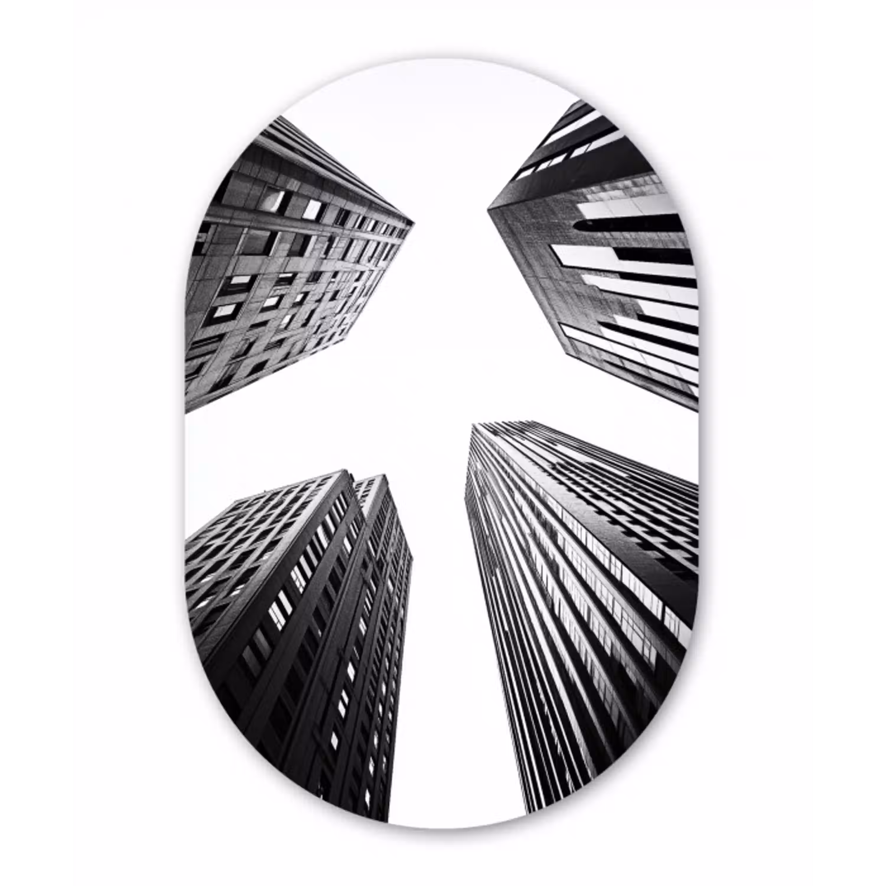 Gebouwen - Lucht - Zwart Wandcirkel Ovaal Forex klein -3d