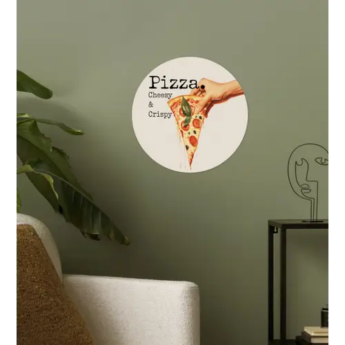 Pizza - Kaas - Pepperoni Wandcirkel behangsticker klein -sfeer2