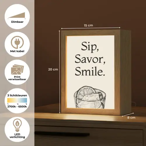 Tekst - Glas - Getekend - Citroen Light Box met kabel (Wandlamp) klein -USP_websiteoverzichtNL